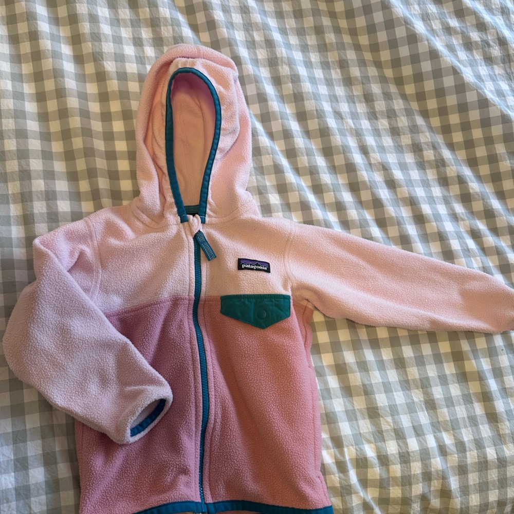 Patagonia Pink and Teal Fleece Pullover